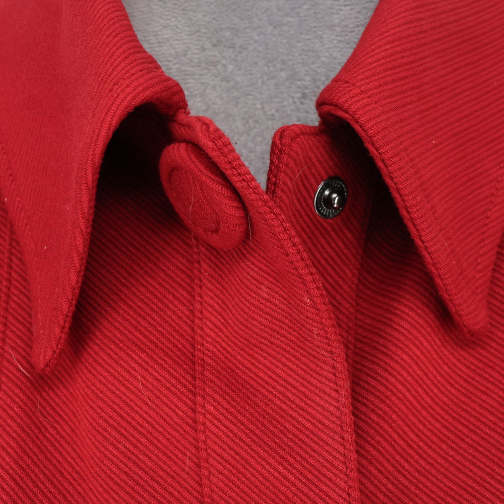Cabi Jacket Womens Large Dark Red Twill Pockets Fitted Waist Snaps Preppy - Picture 10 of 16